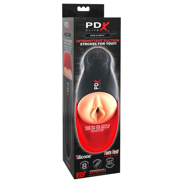 PDX Elite Fuck-O-Matic - akumulátorový, sací umělá vagína masturbátor