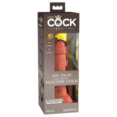   King Cock Elite 6 - přísavkový, realistický dildo (15cm) - tmavý