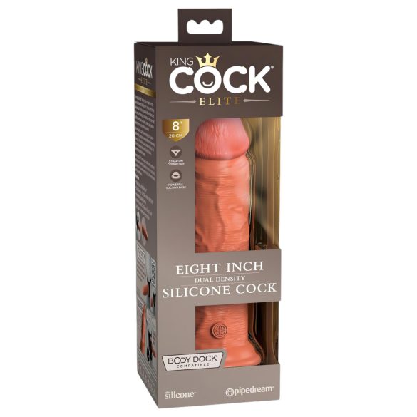 King Cock Elite 8 - realistické dildo s přísavkou 20 cm - tmavá tělová
