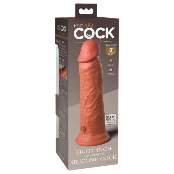 King Cock Elite 8 - realistické dildo s přísavkou 20 cm - tmavá tělová