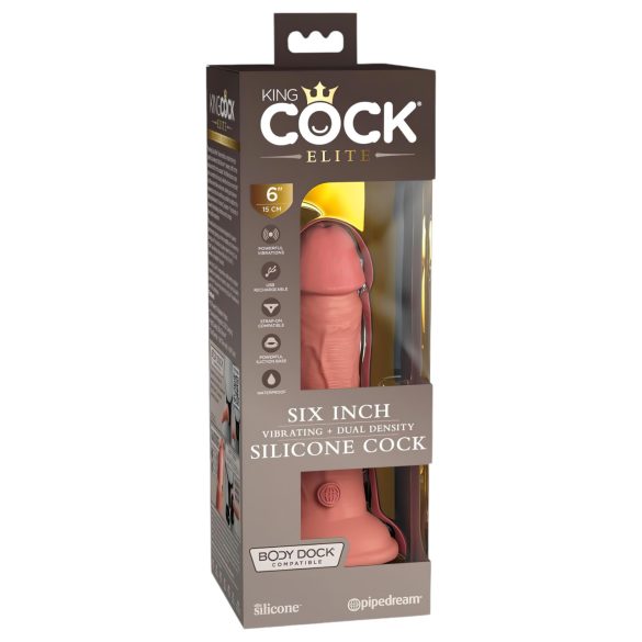 King Cock Elite 6 - vibrátor s přísavkou (15 cm) - tělová barva