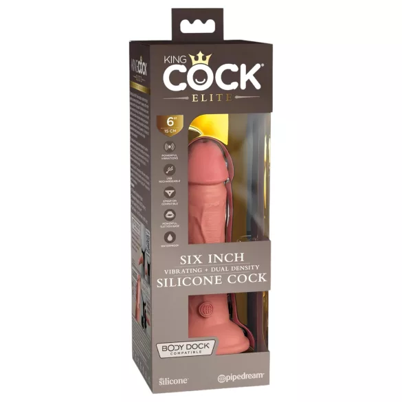King Cock Elite 6 - přísavkový vibrátor (15 cm) - tělový