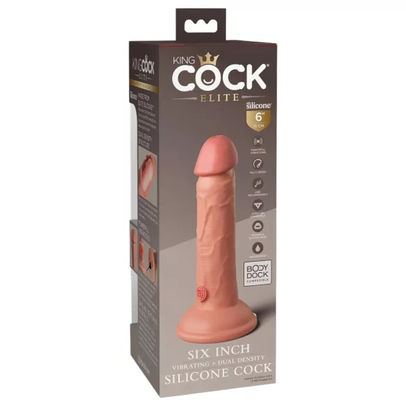 King Cock Elite 6 - přísavkový vibrátor (15 cm) - tělový