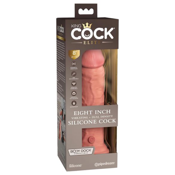 King Cock Elite 8 - přísavkový vibrátor (20 cm) - přírodní