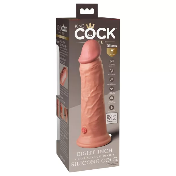 King Cock Elite 8 - realistický vibrátor s přísavkou - 20 cm - tělová