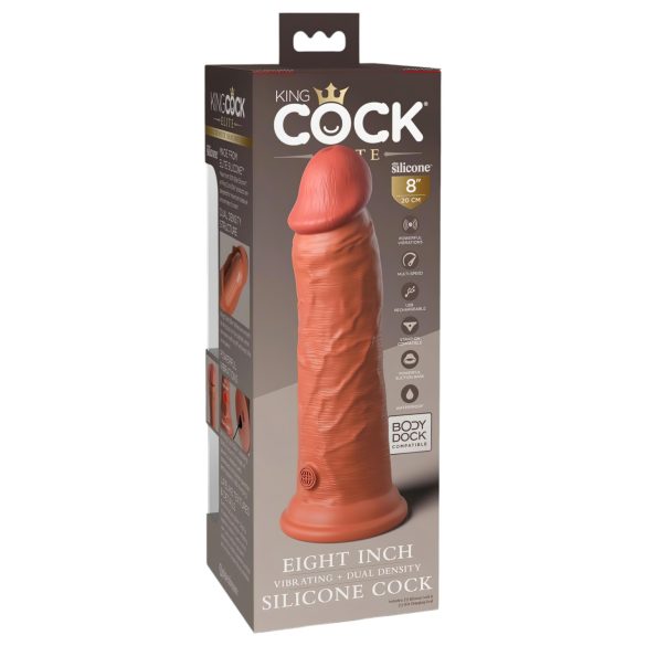 King Cock Elite 8 - realistický vibrátor 20 cm - tmavý odstín