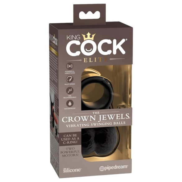 King Cock Crown Jewels - vibrační erekční kroužek (černý)