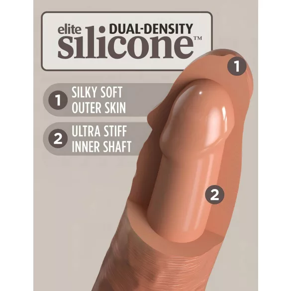 King Cock Elite Comfy - připínací dildo s postrojem - tmavý odstín natur