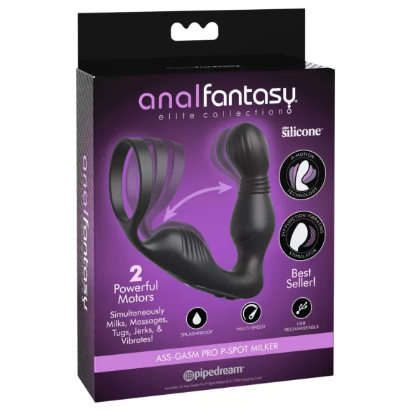 Pipedream Anal Fantasy Elite - anální vibrátor na prostatu s erekčním kroužkem (černý)