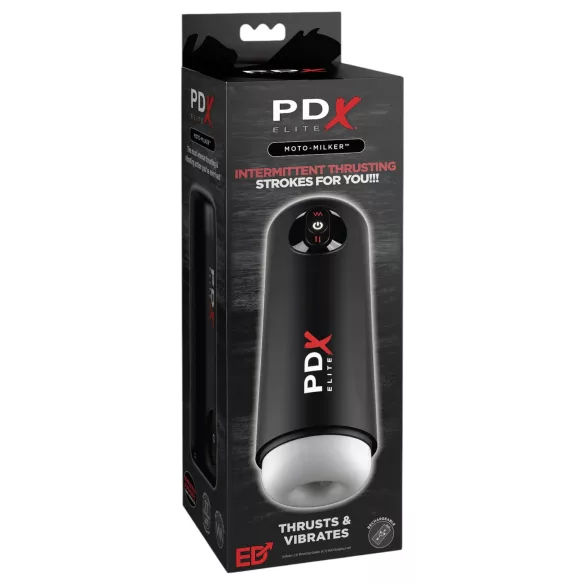 PDX Elite - masturbátor s tlačením a vibracemi - černý