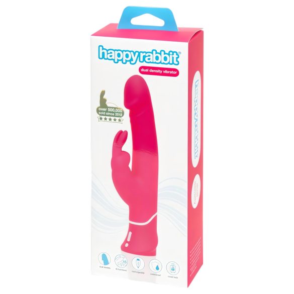 Happyrabbit Dual Density - vodotěsný vibrátor s drážděním klitorisu (růžový)