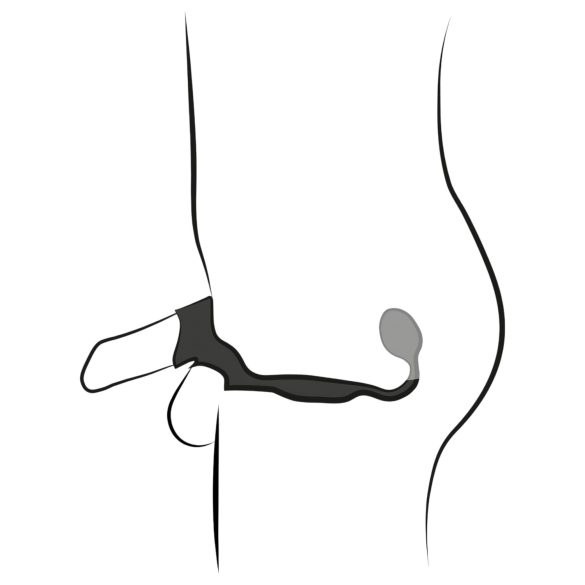 Rebel - erekční kroužek na penis a varlata s análním vibrátorem - černý