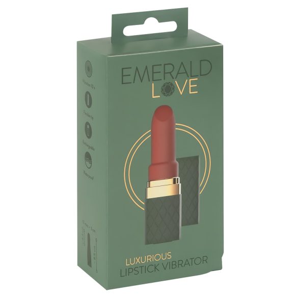 Emerald Love - vibrátor ve tvaru rtěnky - dobíjecí, vodotěsný, červený