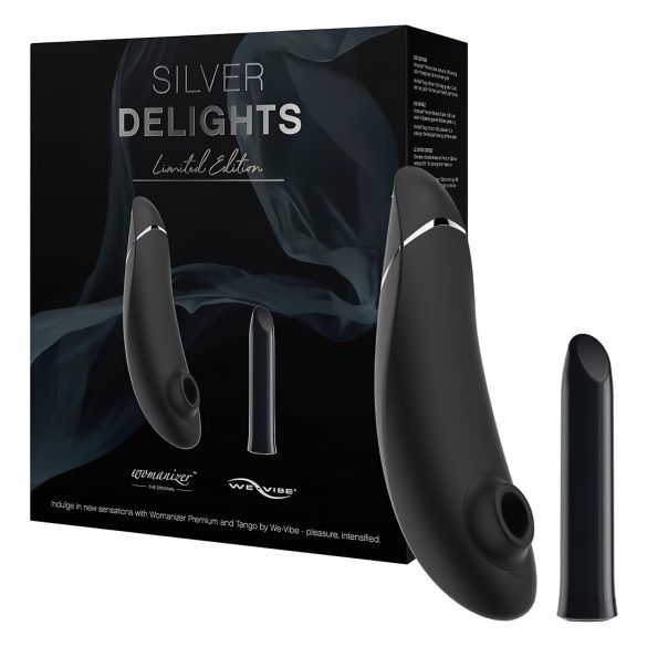 Womanizer Stříbrné Potěšení - sada vzduchových vibrátorů (černá)