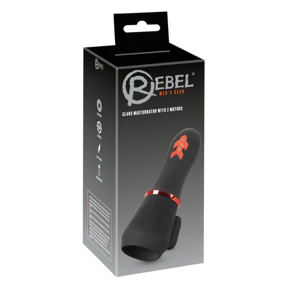 Rebel - akumulátorový, dvoumotorový vibrátor na žalud (černý)