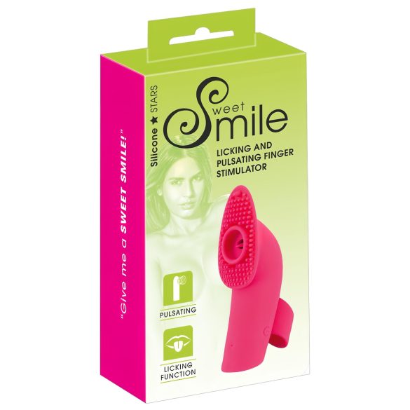 SMILE Licking - vibrační prstový stimulátor s jazýčkem a vzduchovými pulzy (růžová)
