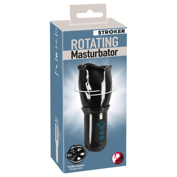 STROKER Rotující – akumulátorový, otáčivý ústní masturbátor (černý)