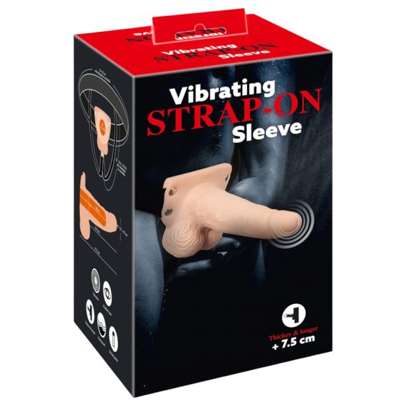 You2Toys Strap-on - dutý, připínací vibrátor (přírodní)