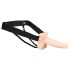 You2Toys Strap-on - dutý, připínací vibrátor (přírodní)