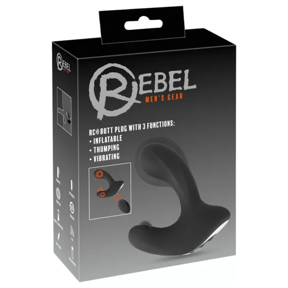 Rebel RC - vibrační anální kolík s dálkovým ovládáním - černý, nabíjecí