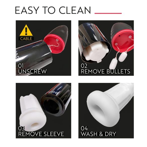 WYNE 02 - masturbátor pro muže - vibrační a sání - akumulátor - černobílý