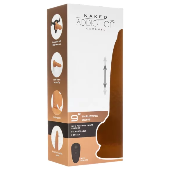 Naked Addiction - přirážecí vibrátor - tmavý - 23 cm