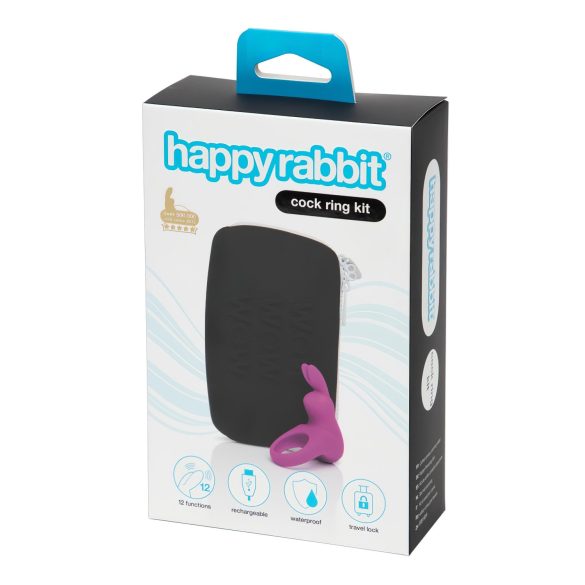 Happyrabbit Cock Kit - vibrační kroužek na penis se skladovacím pouzdrem (fialová)