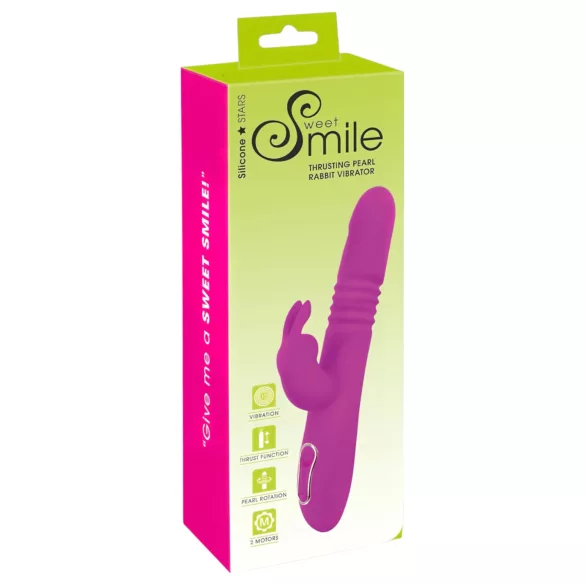 Smile - vibrátor s ramenem na klitoris, tlačící a rotační - růžový, dobíjecí