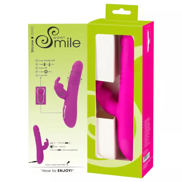 Smile - vibrátor s ramenem na klitoris, tlačící a rotační - růžový, dobíjecí