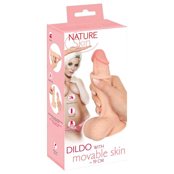 Nature Skin - dildo s kůží - 19cm (přírodní)