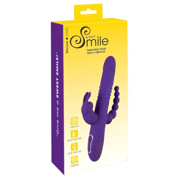 SMILE Triple - akumulátorový, trojramenný, rotačně-pohyblivý vibrátor (fialový)