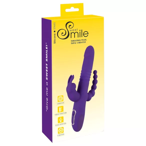 SMILE Triple - vibrátor s třemi rameny - rotační, pohyblivý - fialový