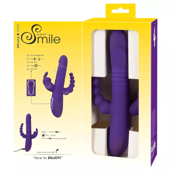 SMILE Triple - vibrátor s třemi rameny - rotační, pohyblivý - fialový