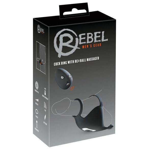 Rebel - akumulátorový penisový a varlatový vibrátor (černý)