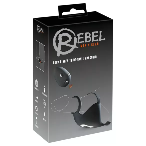 Rebel - vibrační erekční kroužek a stimulátor varlat - dobíjecí - černý