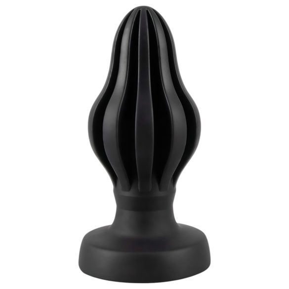 ANOS - měkký anální kolík s drážkami - 5 cm (černý)