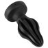 ANOS - měkký anální plug s drážkami - 7 cm (černý)