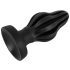 ANOS - měkký anální plug s drážkami - 7 cm (černý)