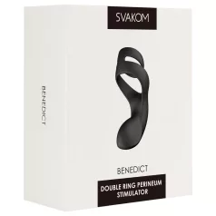   Svakom Benedict - vibrační erekční kroužek na penis s masáží hráze - černý