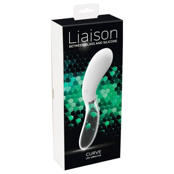 Liaison Curve - akumulátorový, LED vibrátor (průhledný-bílý)