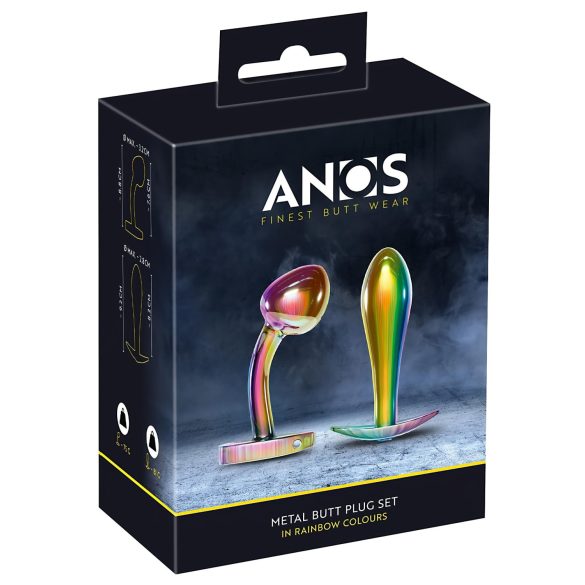ANOS Metal Rainbow - Duhový anální set (2 ks)