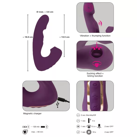 Javida - 4v1 vibrační stimulátor klitorisu (fialový)