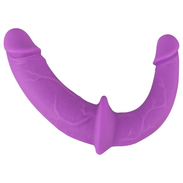 SMILE - připínací dvojitý dildo s kalhotkami (fialovo-černý)