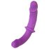 Úsměv - dvojité připínací dildo s kalhotkami (fialovo-černé)