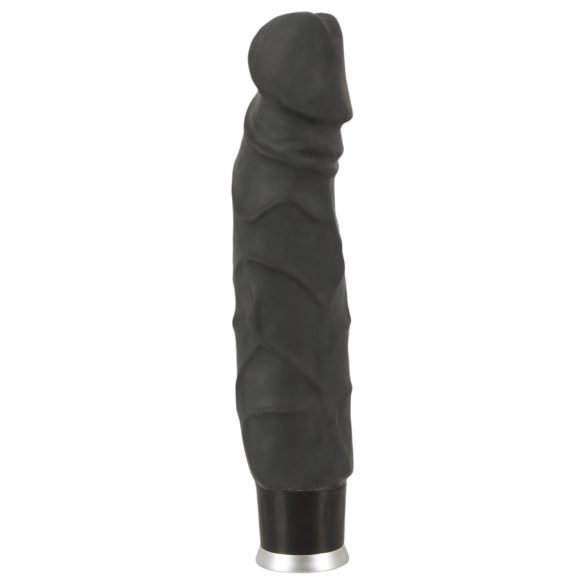 Přírodní kožní vibrátor - černý (22 cm)