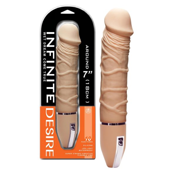 Nekonečná Vášeň - Silikonový Vibrátor s 10 Rytmy (přírodní)