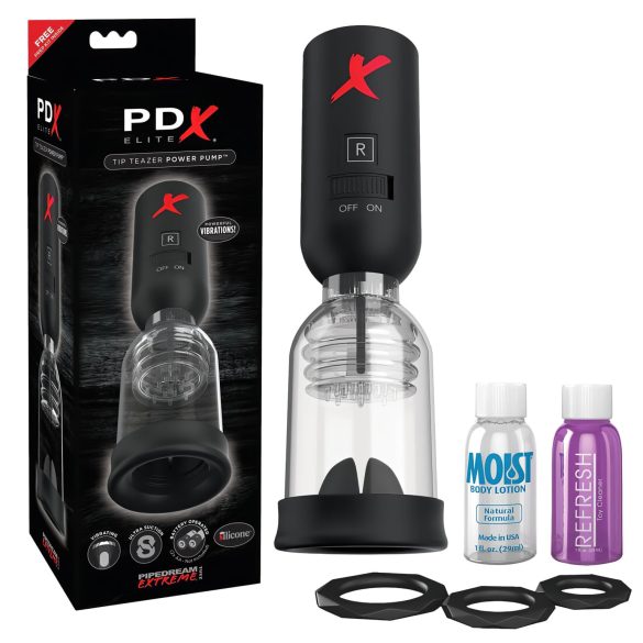 PDX Elite Tip Teazer - automatický stimulátor žaludu (černý)