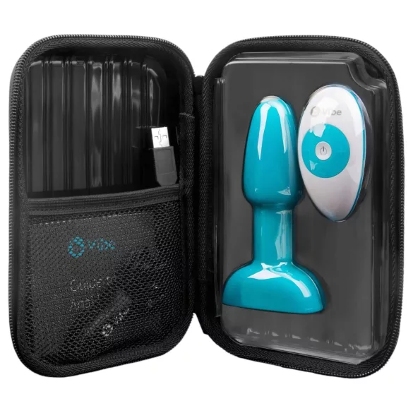b-Vibe - anální vibrátor s rotujícími korálky - tyrkysový