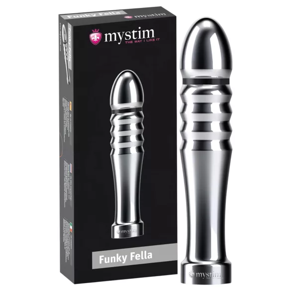 mystim Funky Fella - žebrované elektro dildo