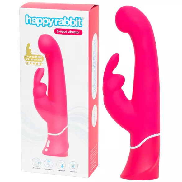 Happyrabbit - vibrátor na G-bod s dráždidlem klitorisu - vodotěsný růžový